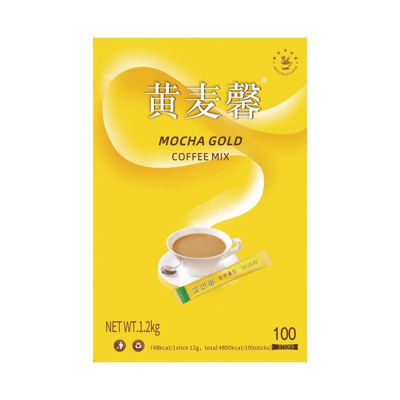 黄麦馨摩卡三合一速溶咖啡100条盒装